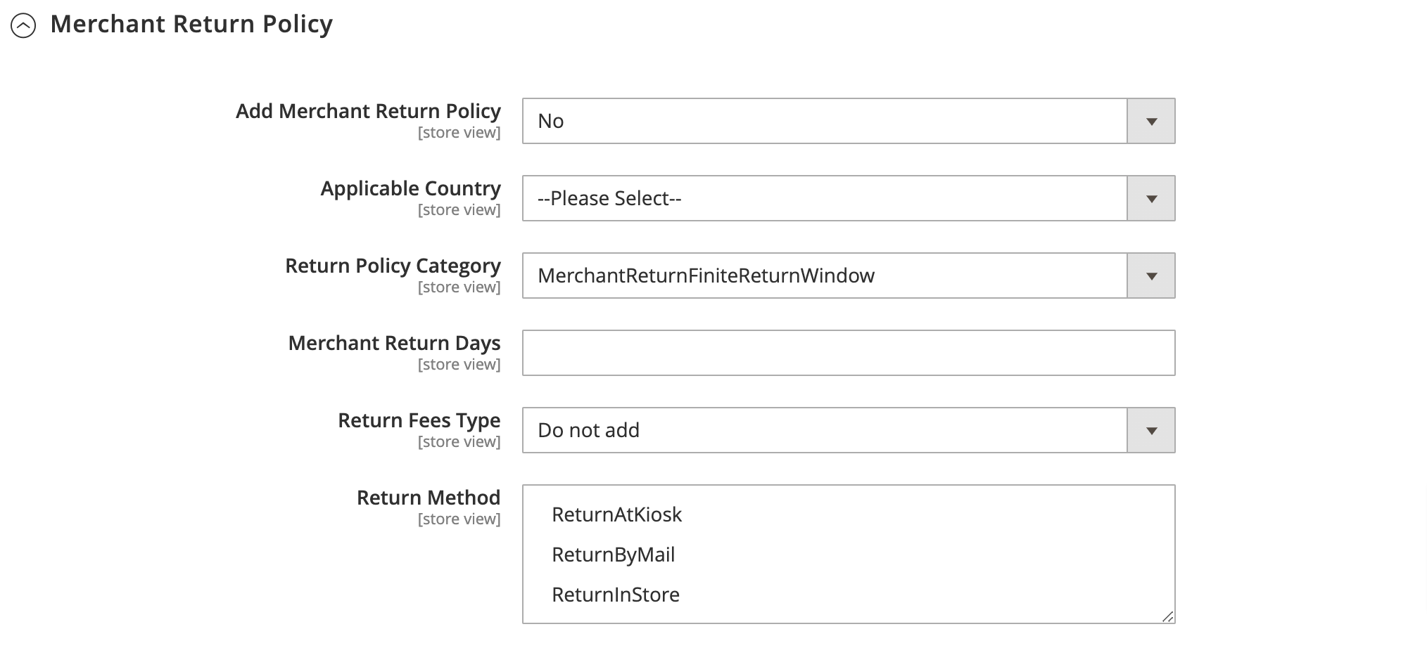 Configuring the Merchant Return Policy